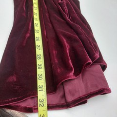 Blue Blush Red Velvet Dress Twist Elastic Waist Side Zipper Size Small Burgundy