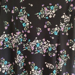 Monsoon Frieda Dress Size 16 Black Floral Print Ruffles Flared Cuffs 3/4 Sleeves