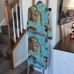 Original Anthony Turquoise and Brown Sheer Shirt Dress