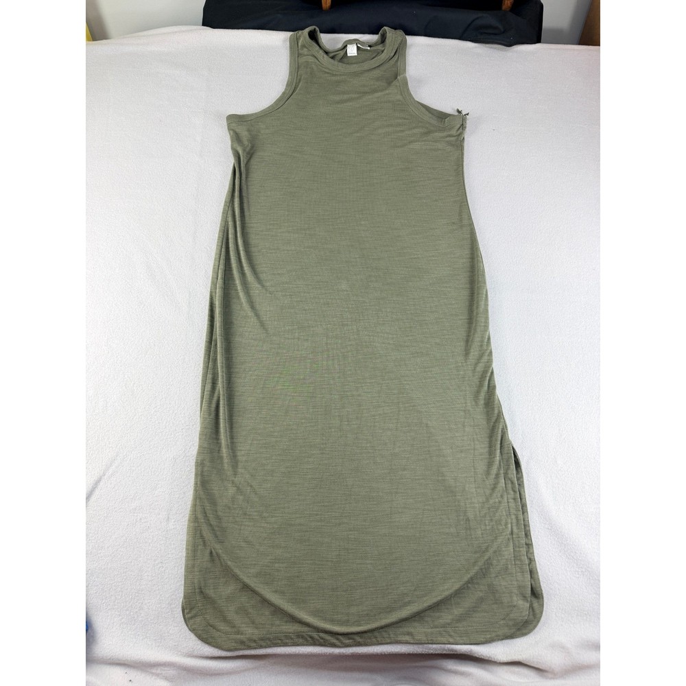 Joie Womens XL Olive Green Ribbed Modal Blend Sleeveless Maxi Tank Dress Slit