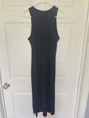New! Womens Black Midi Ribbed Tank Dress- Med