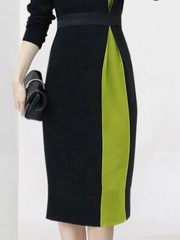 BRAND NEW W TAG!! ELEGANT LITTLE BLACK DRESS W GREEN INSERT!! BUST 40.2