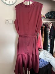 Melonie T Burgundy Solid Satin Wrap Dress V-Neck Sleeveless Belted 22W