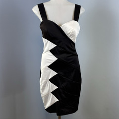 Jodi Kristopher Black White Colorblock Sweetheart Sheath Sleeveless Knee 5/6