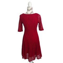 Rabbit Rabbit Rabbit Designs Red Crochet Lace Dress Fit and Flare Size 4