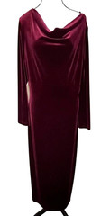 Kathie Lee Collection Dress Womens Large Red Velvet Cowl Neck Maxi Formal