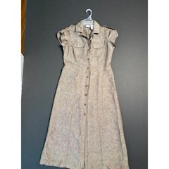 Emma James Dress Brown Tweed Maxi Utility Button Up Size 8 Chic Boho Coastal