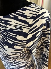 Britt Navy Blue White Catalina cloth knit Dress XS 3/4 slv button back neck New