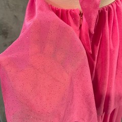 For Love & Lemons Juni Tulle Maxi Dress in Pink Sparkle Glitter Size XS