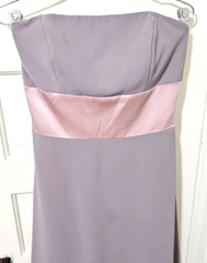 Womens After Six Formal Strapless Midi Dress 8 Medium Mocha Taupe Pink Satin Tie
