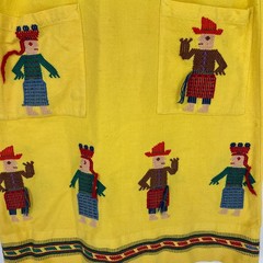 Vtg Mayan Modern Guatemala Dress Womens 8 Yellow Embroidered People Boho