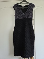 London Times NWT Black Paisley Top Textured Dress, Size 6