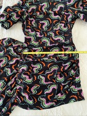 Rhode Pia Mini Dress Women&rsquo;s Size 4 Sound waves Print Billowy Ruched Asymmetric