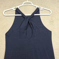 Alice Olivia Silk Maxi Dress Womens S Blue Knot Back Hi Low Drapey Old Money