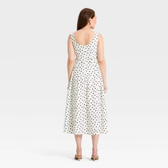 Women Corset Midi A-Line Dress – A New Day White Polka Dots