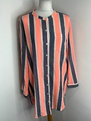 Lollys Laundry Lenora tunic shirt dress XS VGC stripy button front A line beach