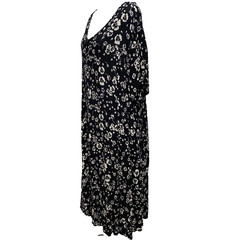 Woman Within Dress Sz 30W Black White Floral Comfortable Lightweight Semi Sheer