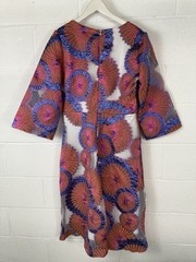 Turquaz Sheer Lace Dress Large Embroidered Floral Pink Blue Lined Coctail N32