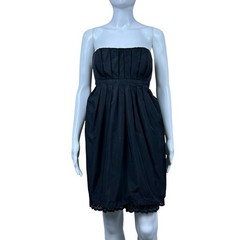 BCBGeneration Y2K Babydoll Strapless Bubble Hem Dress 8 Lace Pleated Coquette