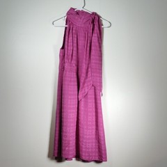 Shoshanna magenta pink 100% silk halter neck tie formal cocktail dress 12