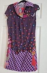 SMASH! Junior&rsquo;s Purple Geometric Cap Sleeve Pullover Dress L