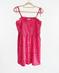 Lola Grace Pink Smocked Tie Strap Mini Dress XL Floral Sleeveless Boho Cute