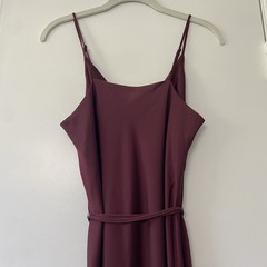 Prologue Burgundy NWT Satin Slip Dress Maxi Small Tie Waist BOHO