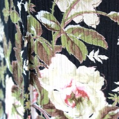 Her Style Vintage 80&rsquo;s Reversible Black Floral Rayon Modest Midi Dress Medium