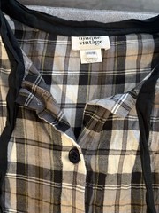 Unique Vintage 2X/18 Plaid A-Line Midi Dress Short Sleeve Button Front