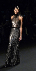 Naeem Khan Fall 2013 Runway Silver Beaded Art Deco Long Dress Evening Gown 2