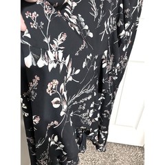 Banana Republic Black Floral Ruffle Wrap Maxi Dress Sleeveless Plus Size 20