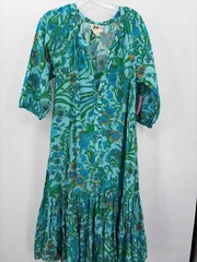 Pre-Owned Figue Blue Size Medium Floral Maxi Long Sleeve Dress