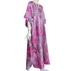 WINLAR Minka Pink Goddess Bohemian Geometric Tribal Print Kaftan Caftan OSFM