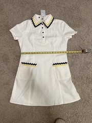 Tulip B White W/ Green & Yellow Trim Short Sleeve Cotton Polo Shirt Dress Size M
