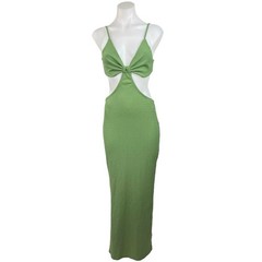SHEIN Green Cut-Out Ruched Spaghetti Strap Slit Hem Maxi Sexy Bodycon Dress 6
