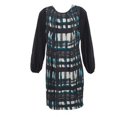 ROKSANDA ILINCIC Edition Dress Black Teal Geometric Abstract Pleats Size US 4