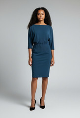 Alexia Admor Dress Womens XS Teal Blue Sheath Cinch Waist D3786 Elegant