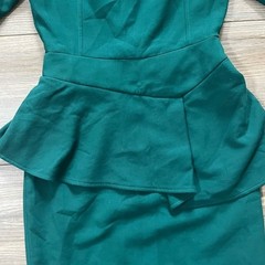 Ted Baker Romolaa Peplum Dress Short Sleeve Dark Green Size 0