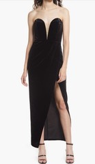 Lulus My Dream Come True Black Velvet Strapless Maxi Evening Dress, Size S