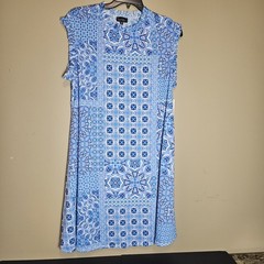 Nicole Miller New York 2X Blue Tile Print Dress NWT Made USA