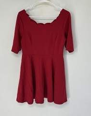 Lulus women’s Size XL dress red Scalloped Round Neckline Half Sleeve