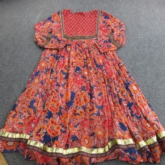 RD + Koko Dress Womens XS Red Floral Rayon Maxi Long Sleeve Boho Embroidered