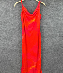 New Pretty Garden Body Con Orange Mesh Lined Maxi Dress Large Y2K 90&Prime;s Sunset