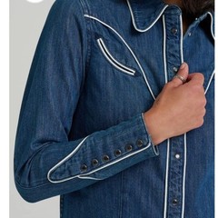 Wrangler rodeo dress dreamin Blue Denim Jean Western NEW XS Cowgirl cotton