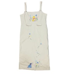 Vintage Disney Winnie The Pooh Embroidered Maxi Dress Tan Size L Cottagecore 90s