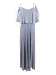 Calvin Klein Women&rsquo;s Cold-Shoulder A-Line Gown (4, Silver) 190466483513