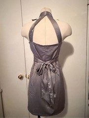 Ruffle Satin Dress in Gray