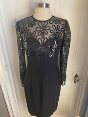 AJ BARI VINTAGE BLACK SHEER SEQUIN TOP PARTY SHEATH DRESS-SIZE4-NWOT-LOVELY-SALE
