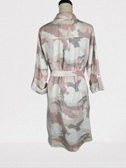 DownEast Pink Camo Button-Up Shirt Dress Pink Grey Women&rsquo;s Large