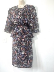 Brown dress long sleeve Classic Party Peplum size 12